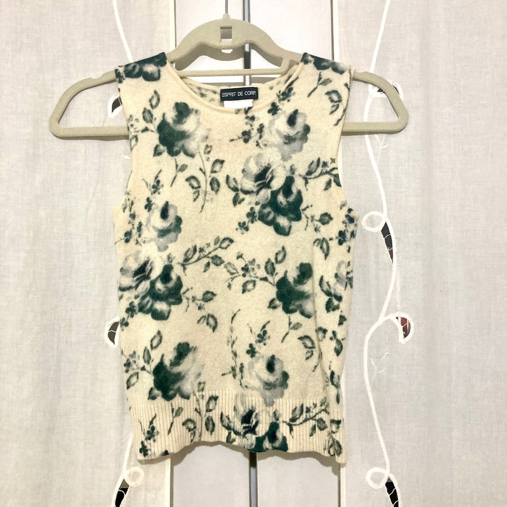 Rare Vintage Esprit de Corps, Floral, Wool Tank, XXS